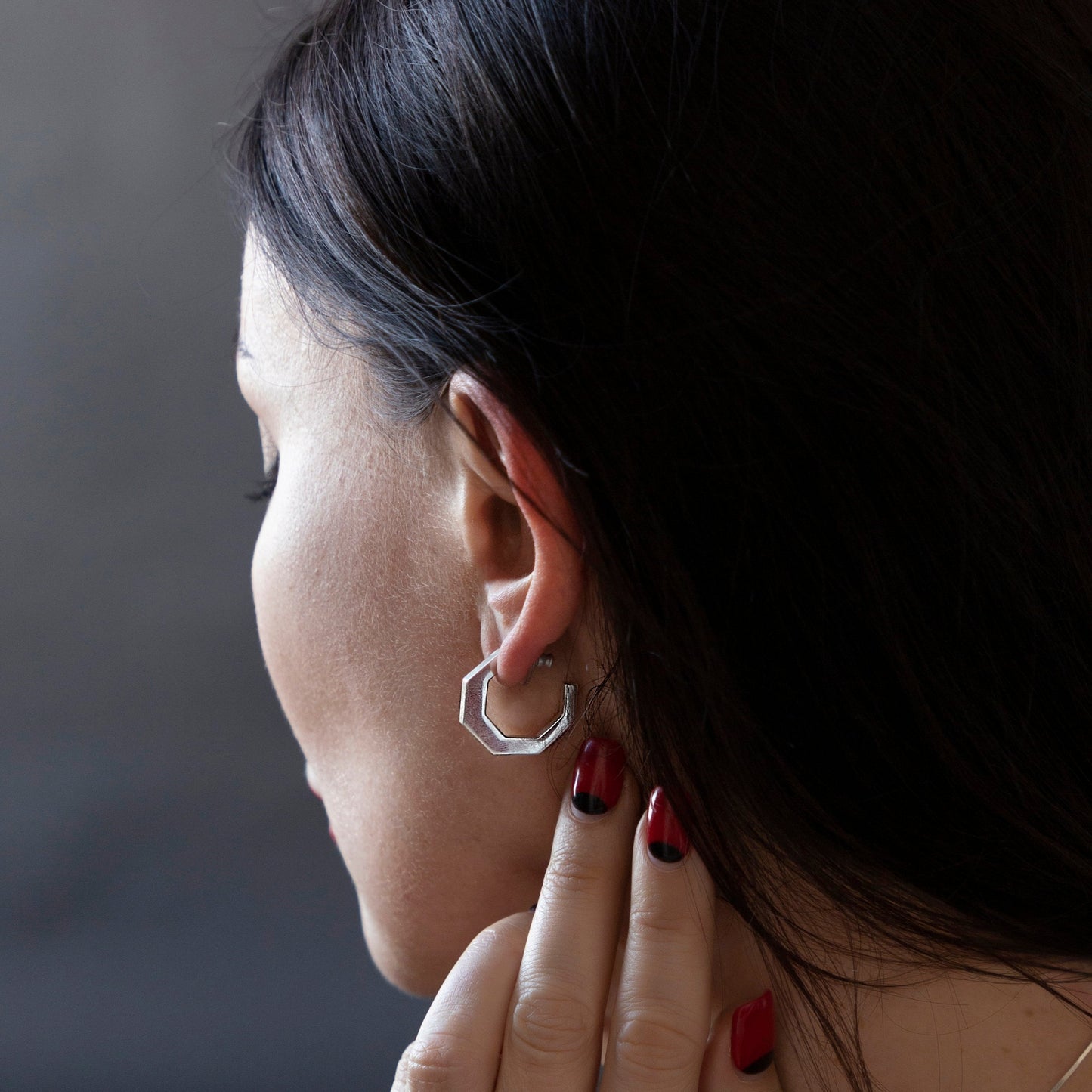 Hexagon Open Post Single Earring