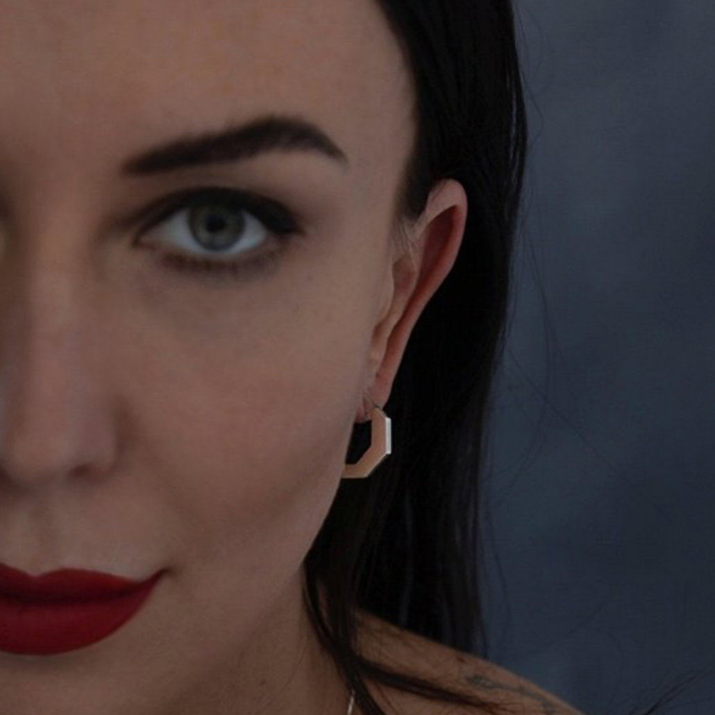 Hexagon Open Post Single Earring