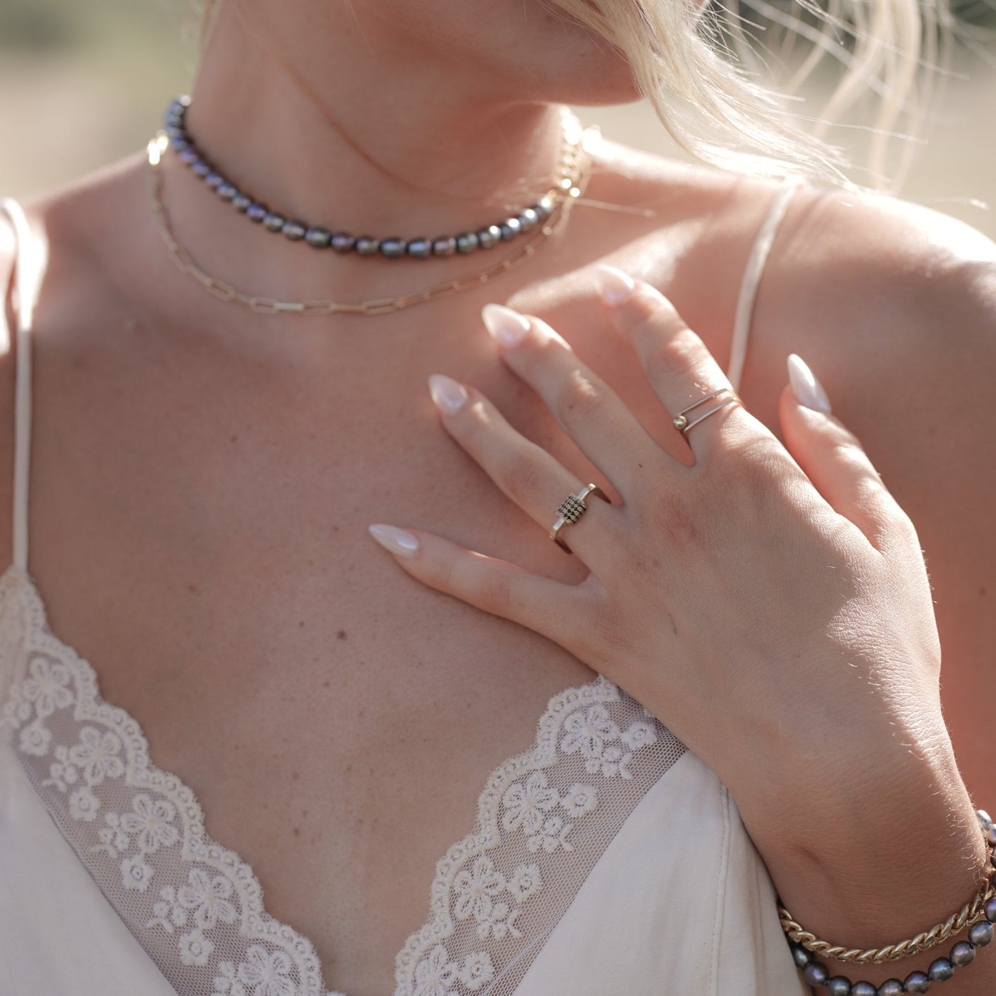 Love Lock Black Diamonds Square Ring