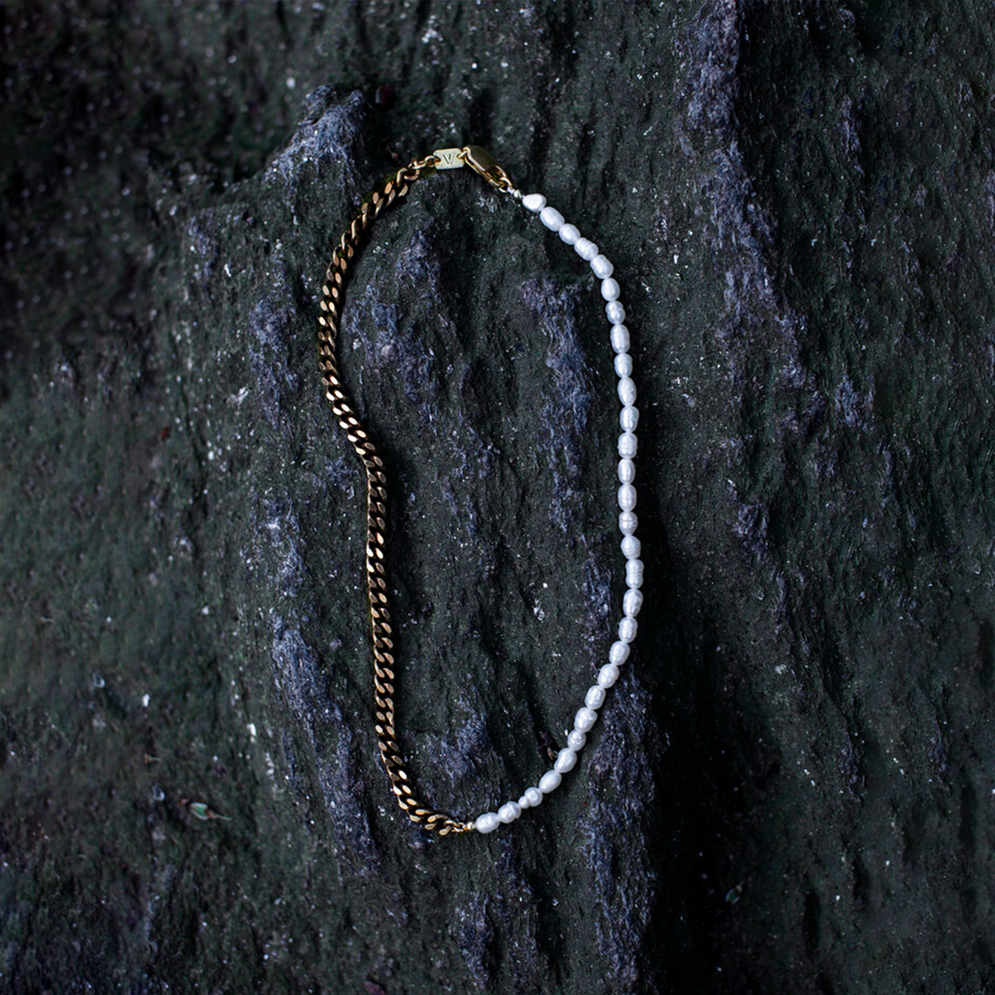 Half Pearl Half Chain Necklace
