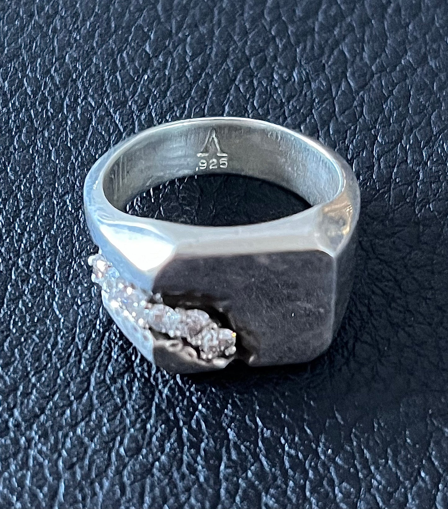Scar Signet Ring lab grown diamonds