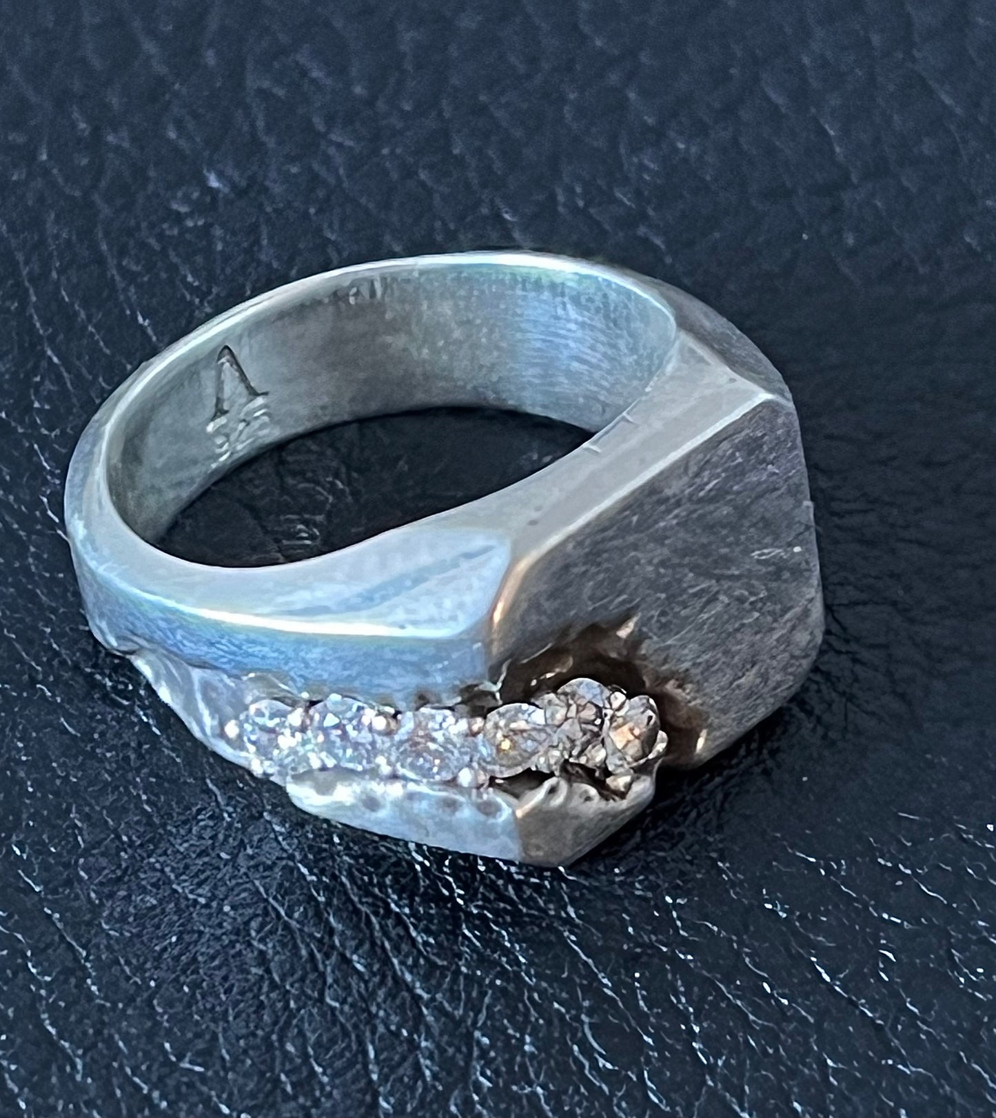 Scar Signet Ring lab grown diamonds