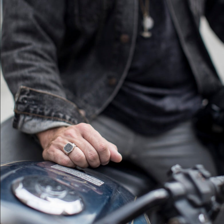Black Diamonds Lion Signet Ring