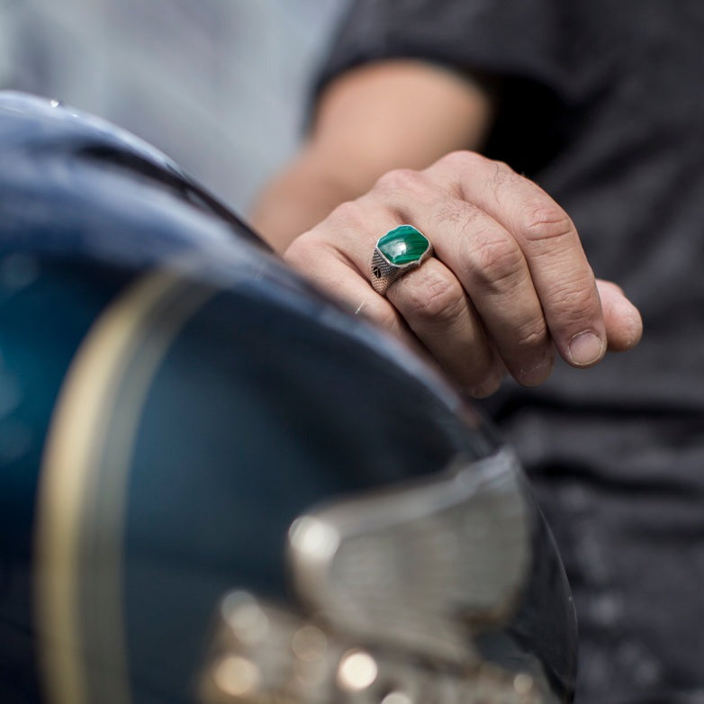 Malachite Lion SIgnet RIng