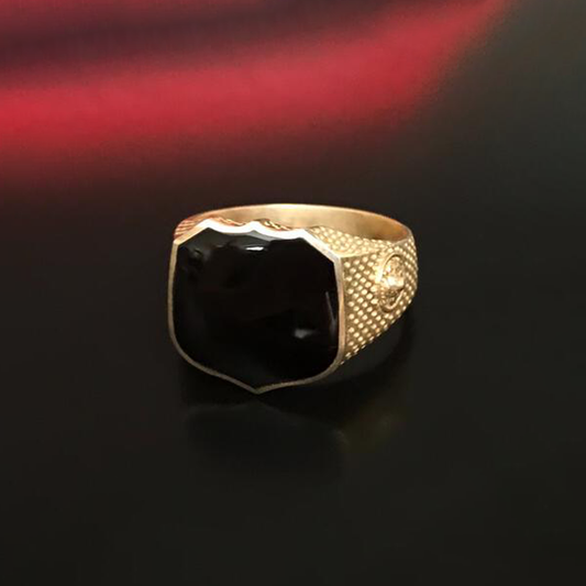 Black Onyx Lion Signet Ring