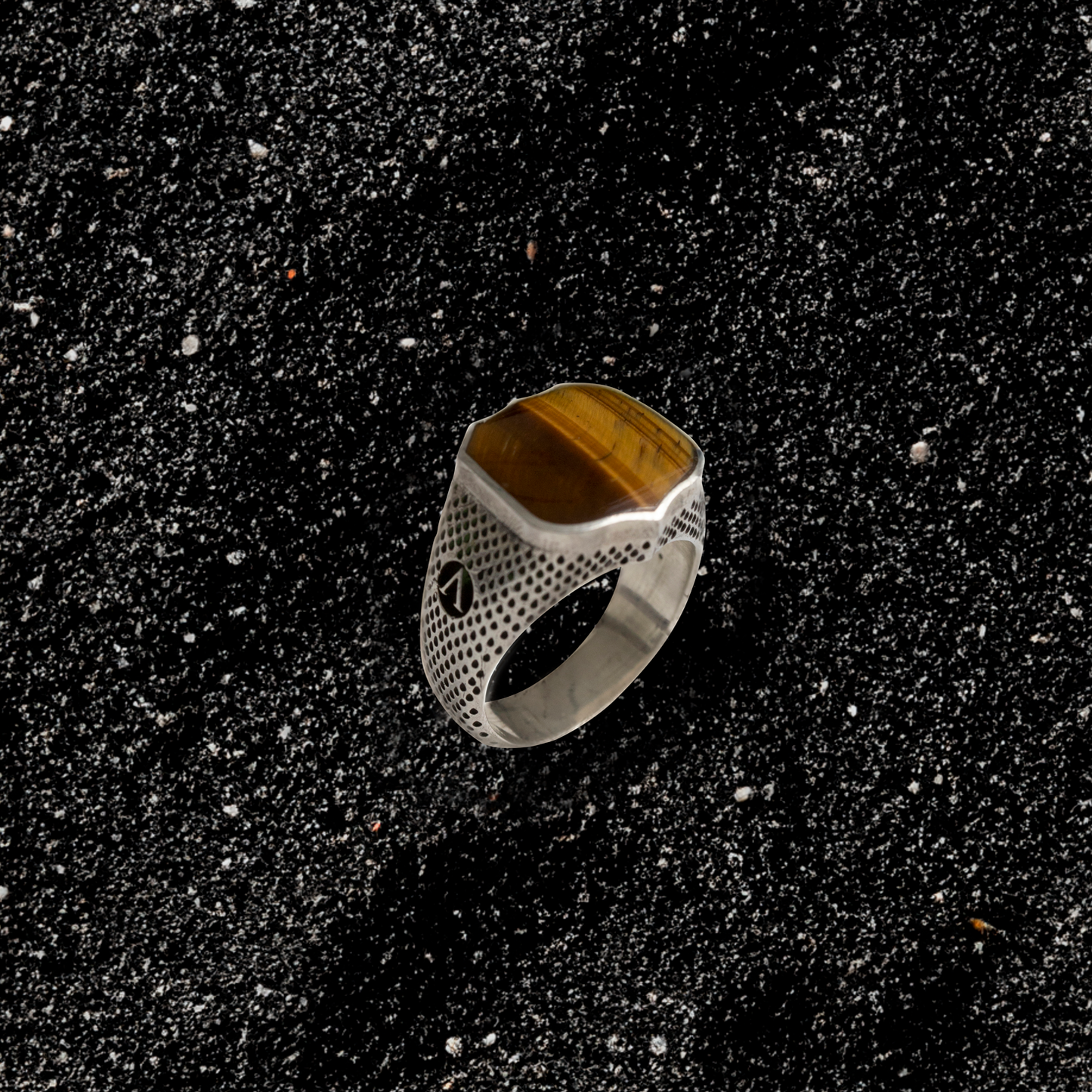 Tiger's Eye Lion Signet Ring