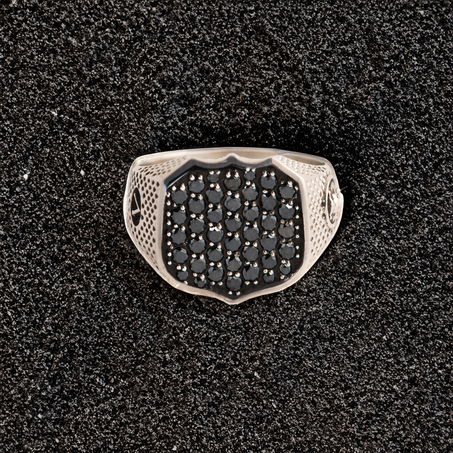 Black Diamonds Lion Signet Ring