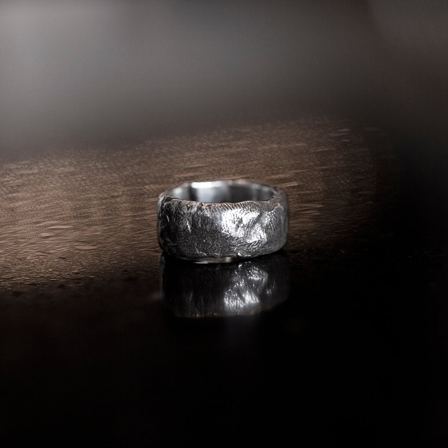 Sterling silver finger print textured ring