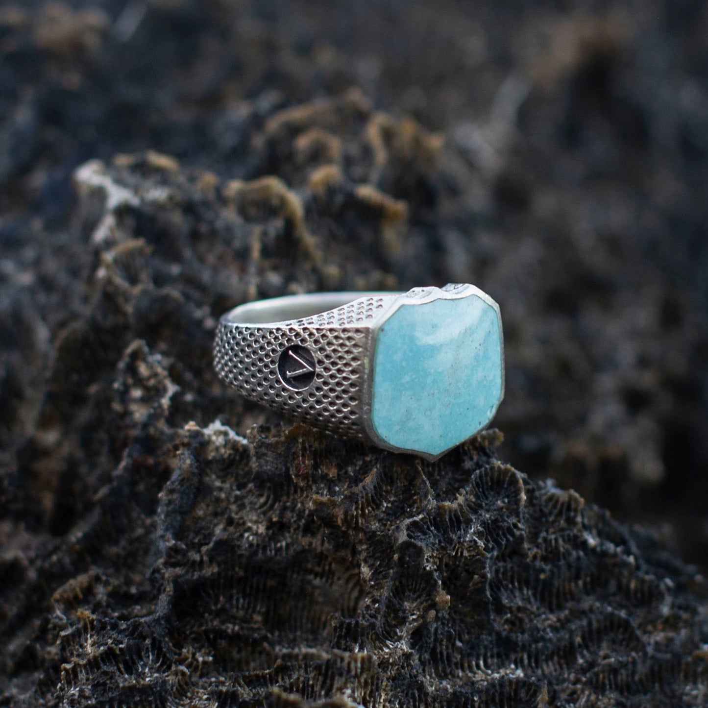Peruvian Turquoise Signet Lion Ring