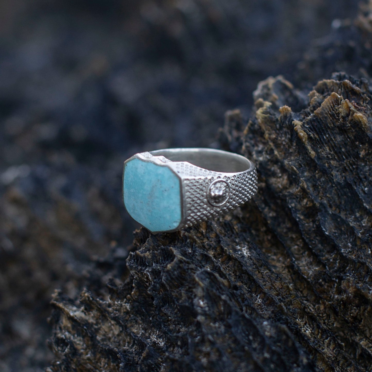 Peruvian Turquoise Lion Signet Ring