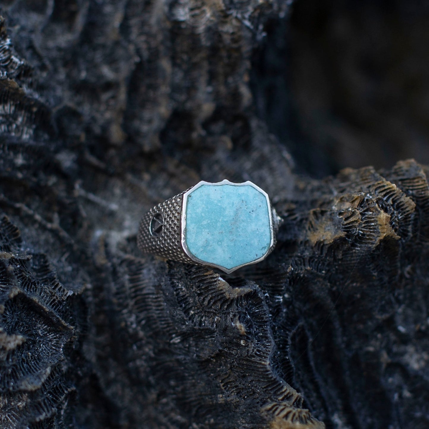 Peruvian Turquoise Lion Signet Ring