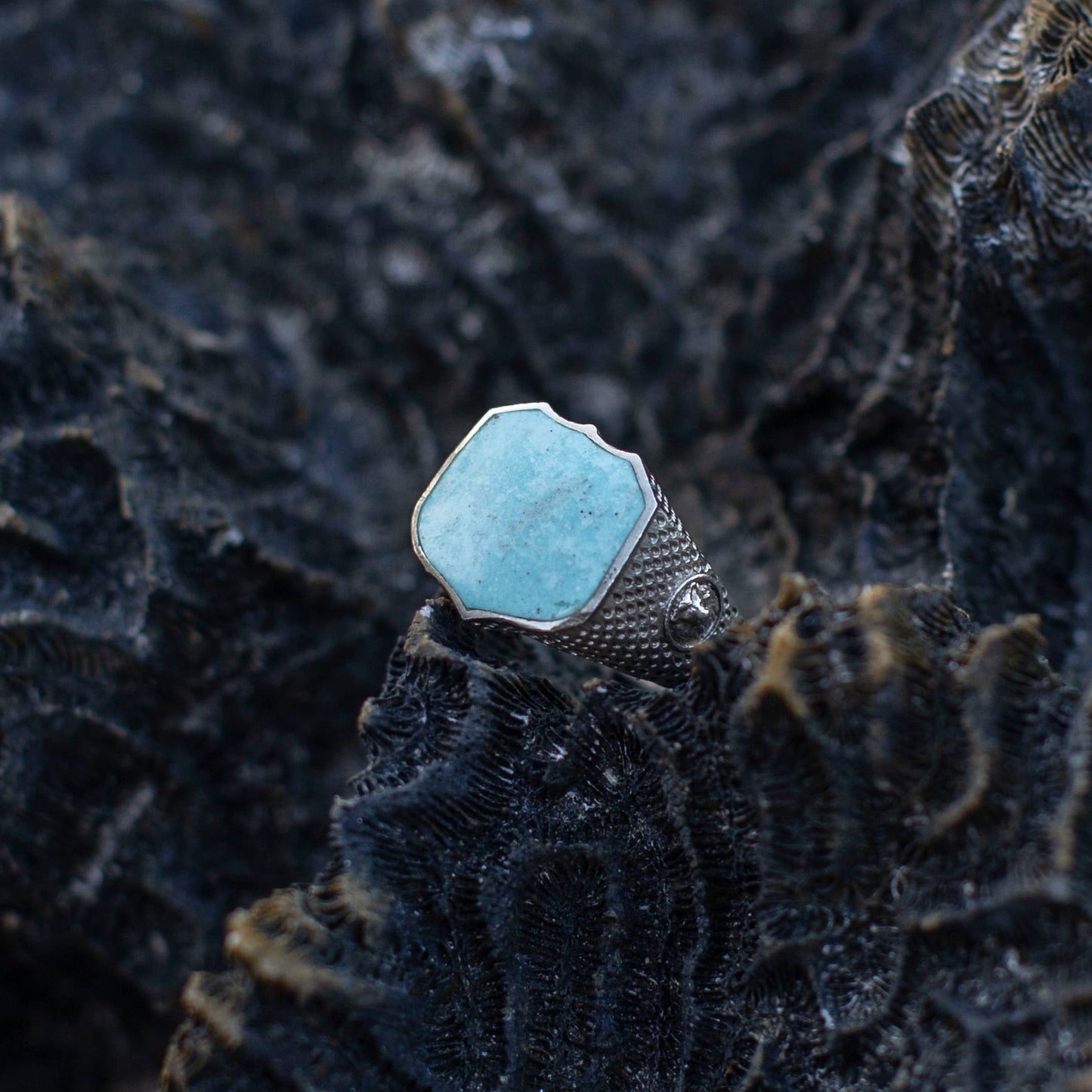 Peruvian Turquoise Lion Signet Ring