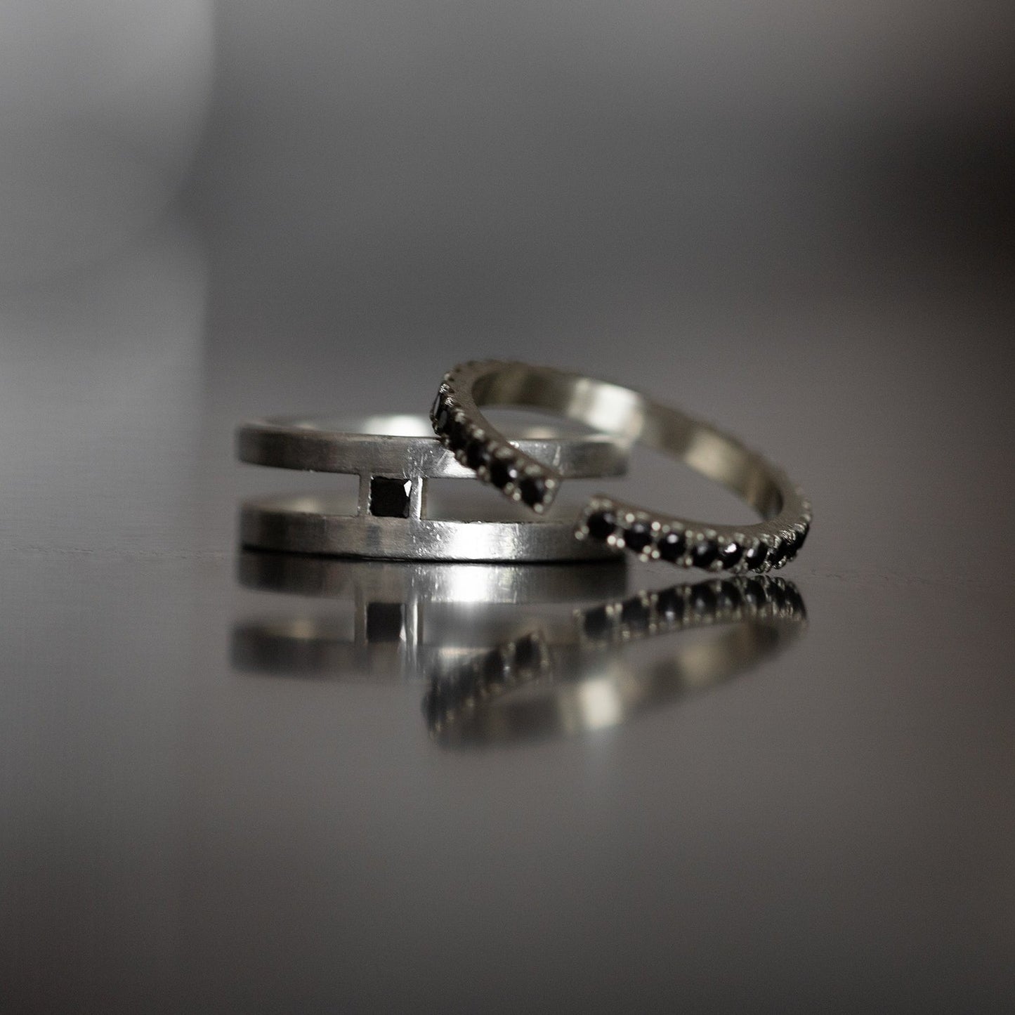 Diamond Double Round Interlock Ring