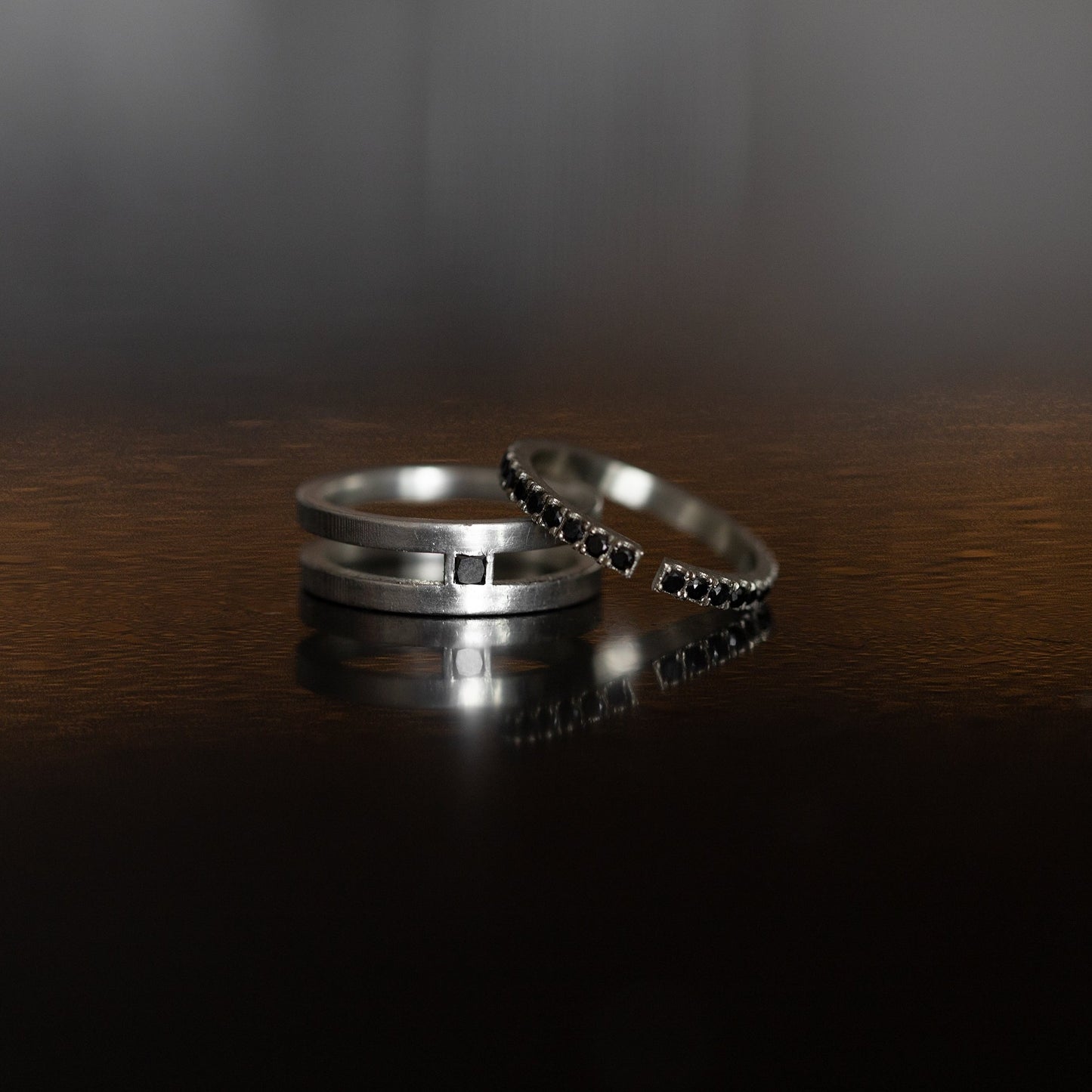 Diamond Double Round Interlock Ring