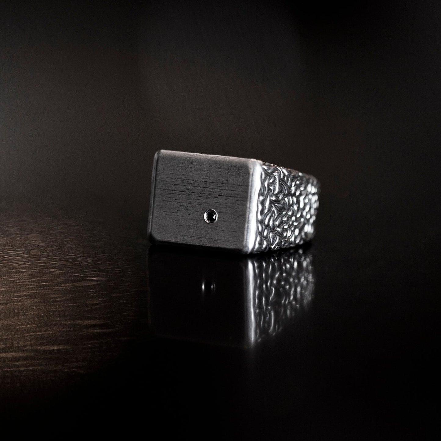 Labyrinth Black Diamond Signet Ring