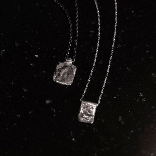 Fingerprint Textured Tag Necklace