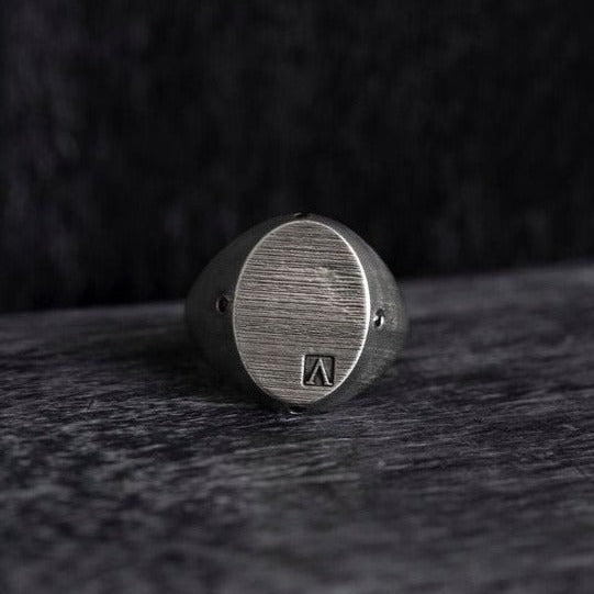 Black Diamond Oval Signet Ring