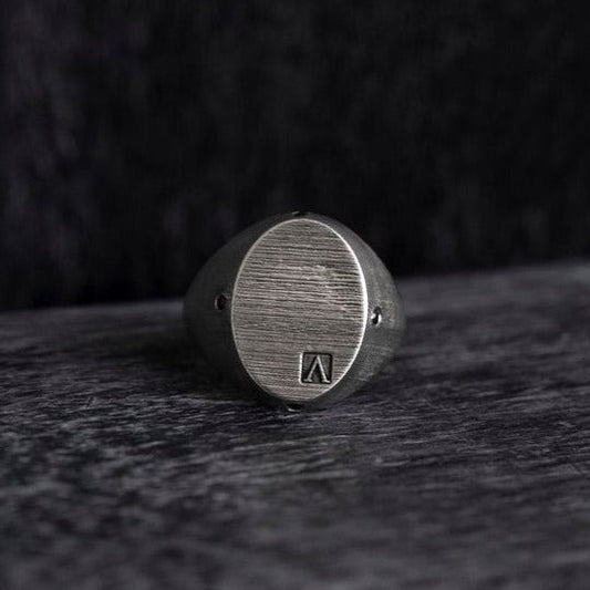 Black Diamond Oval Signet Ring