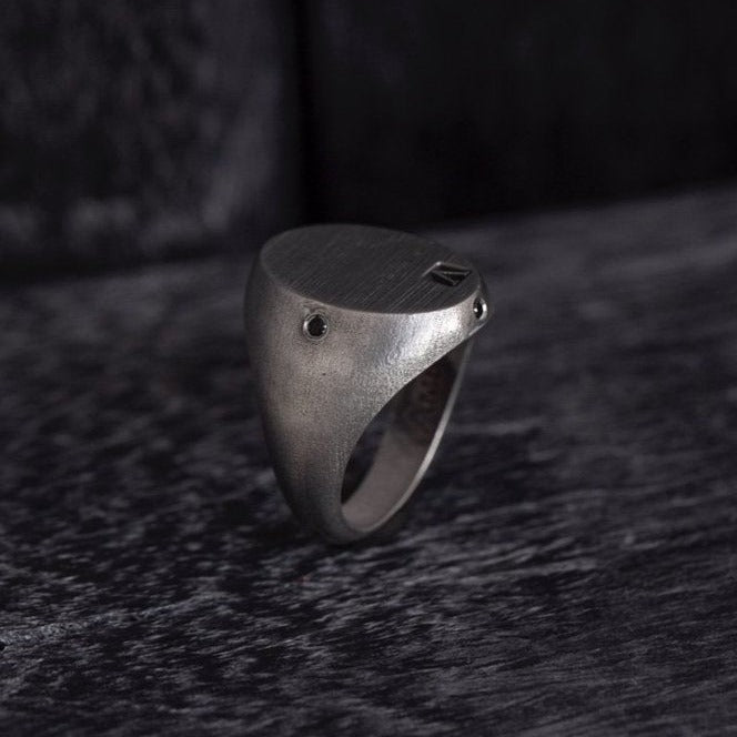 Black diamond signet ring