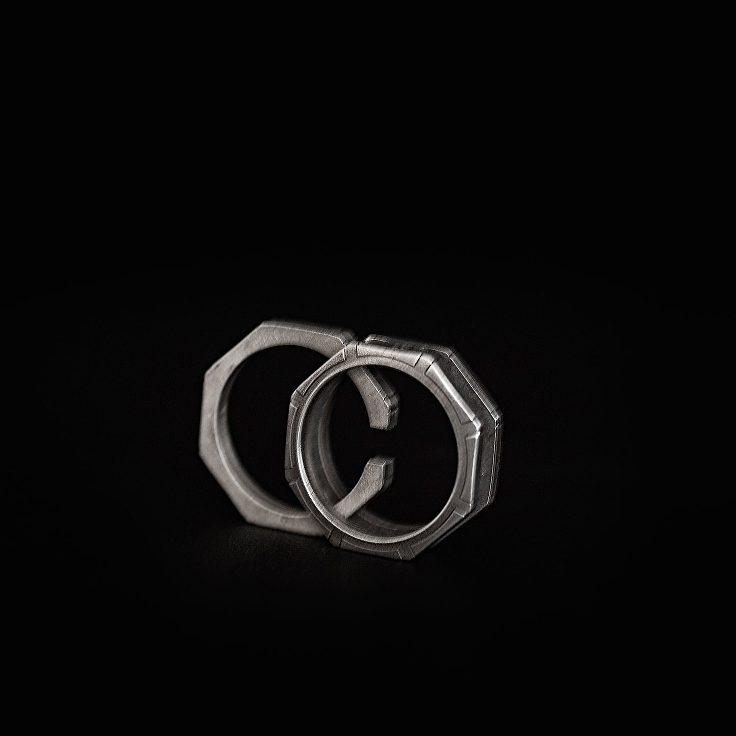 Grey Princess-Cut Diamond Octagon Double Interlock Ring