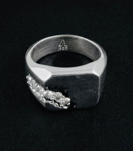 Scar Signet Ring lab grown diamonds