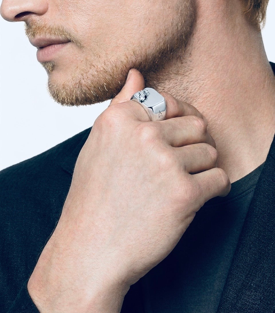 Scar Signet Ring lab grown diamonds