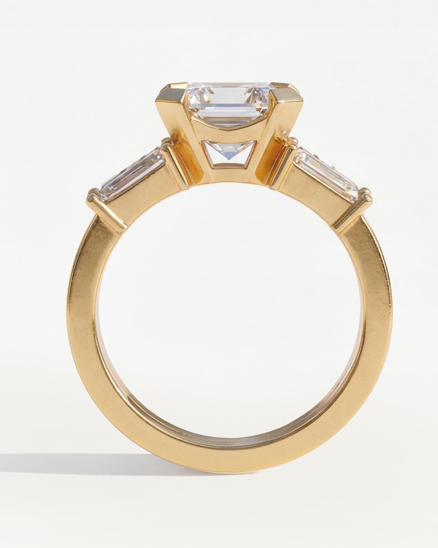 Asscher 2.03 carat Interlock Double Ring Set | Tapered Baguettes + Brilliant Accents | 18K YG