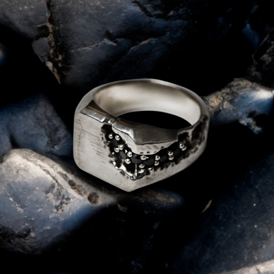 Scar Signet Ring lab grown diamonds