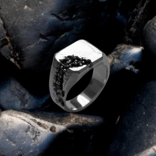Black Diamond Scar Signet Ring