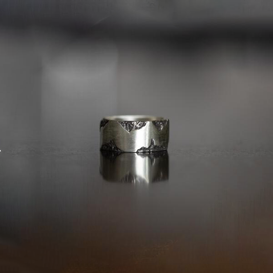 Waves Ring 10mm Band in Sterling Silver