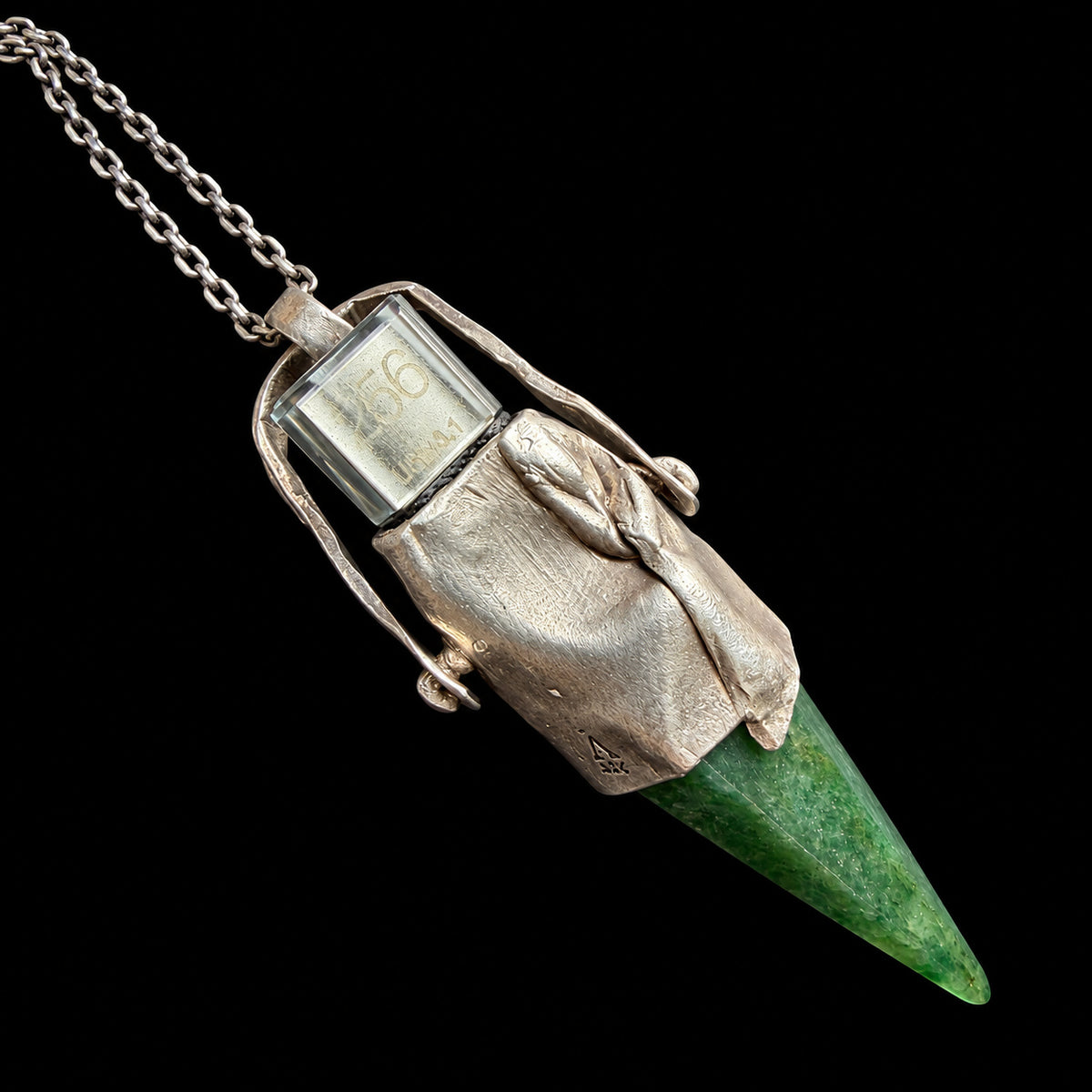 Green Quartz USB Drive Necklace — Sterling Silver