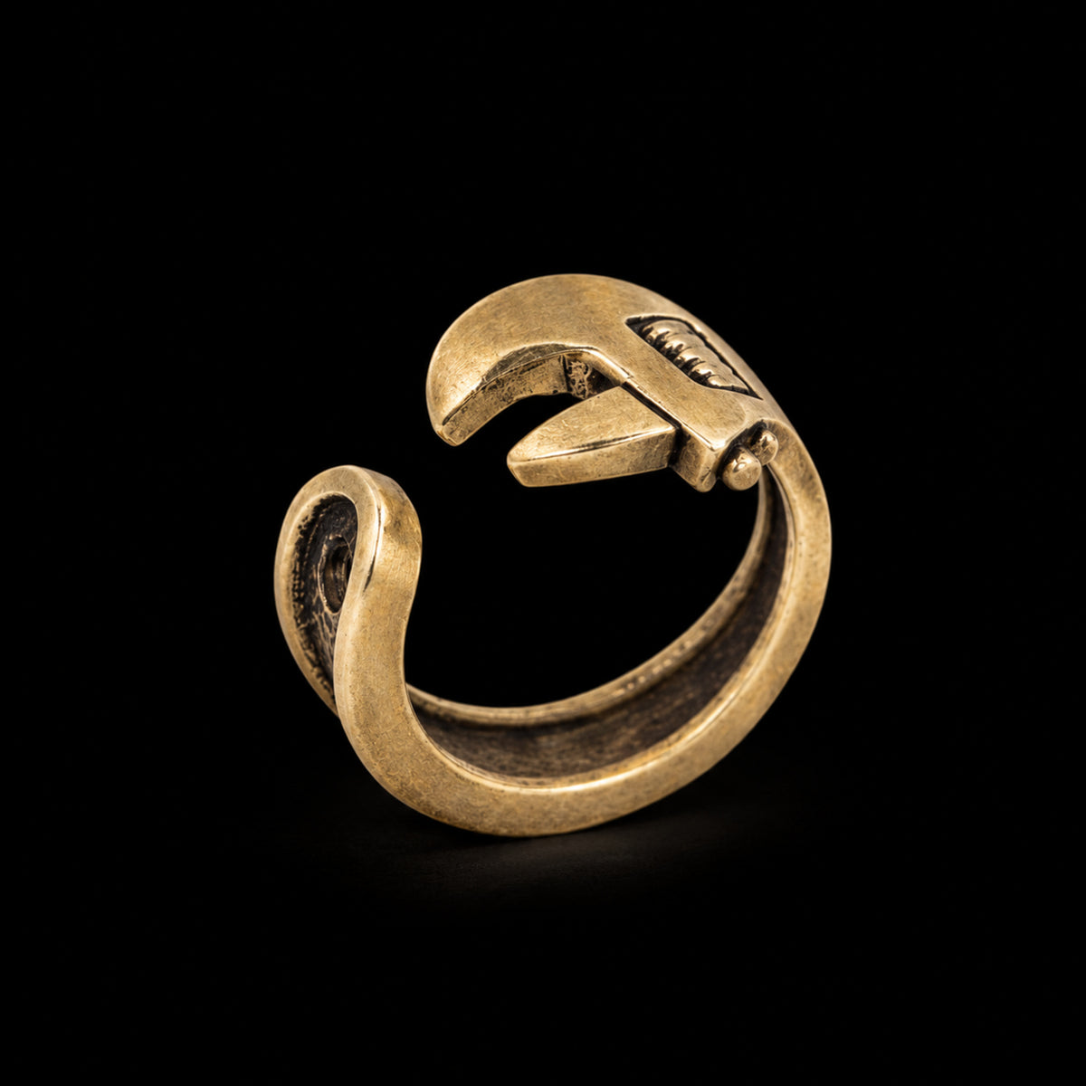 Brass Wrench Ring without gemstone, side view