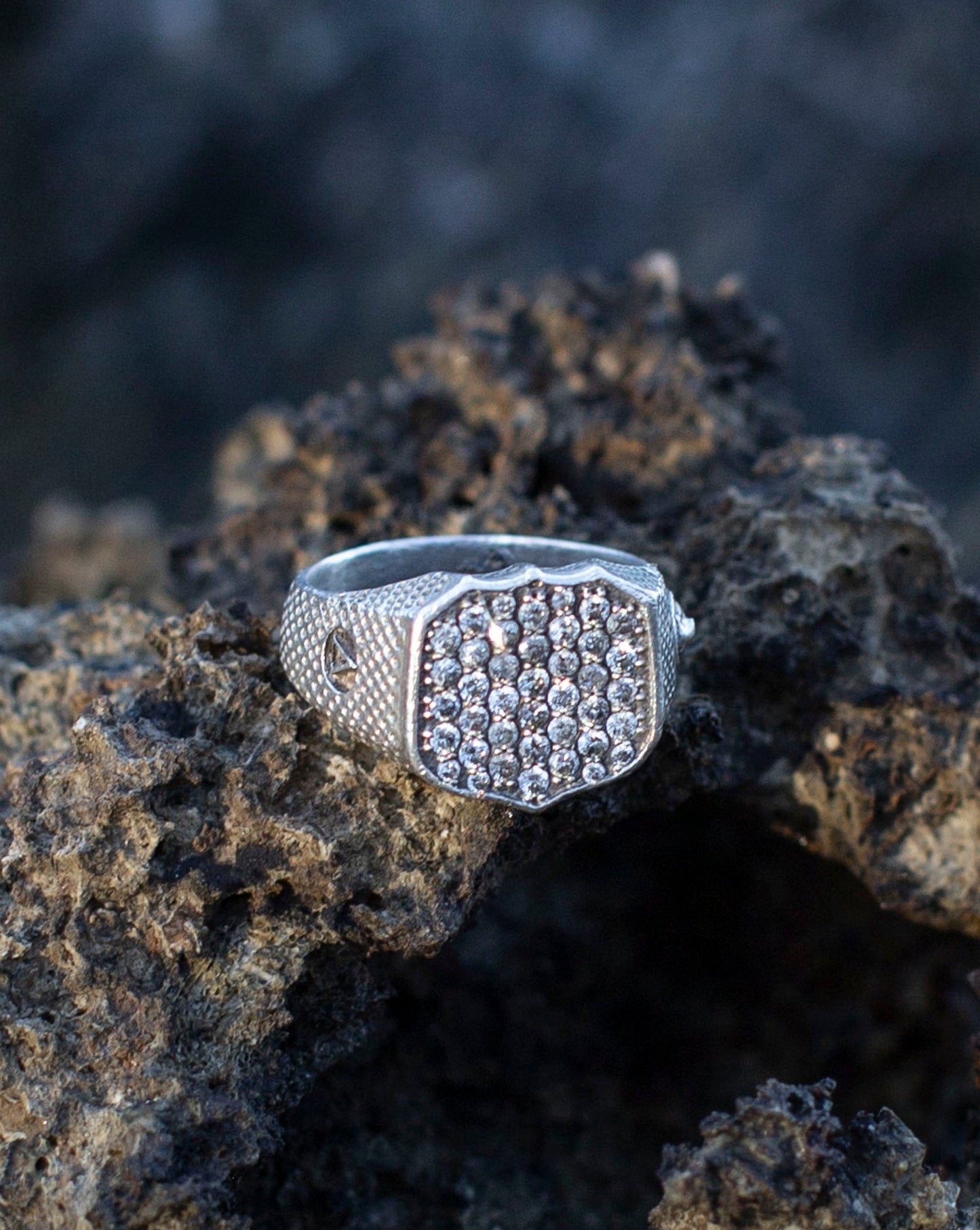 Gray Diamond Pave Signet Ring