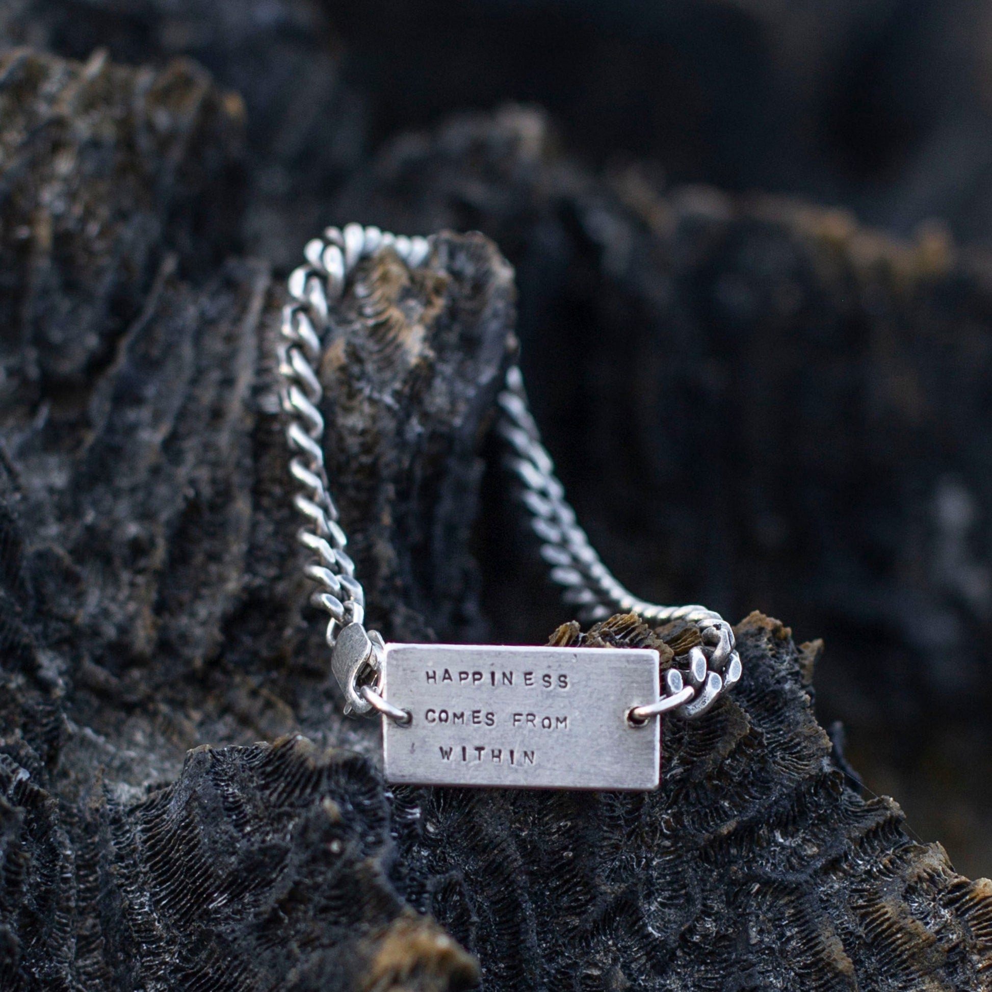 Tag Chain Bracelet with inspirational quotes