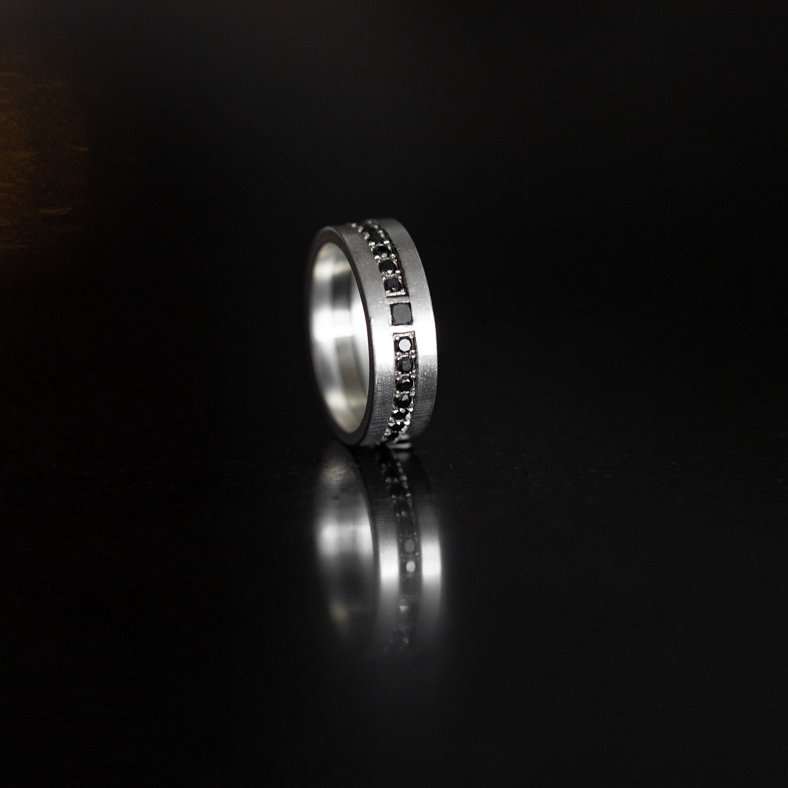 Black Diamond Double Round Interlock Ring - Nicolasambrosio Jewelry ...