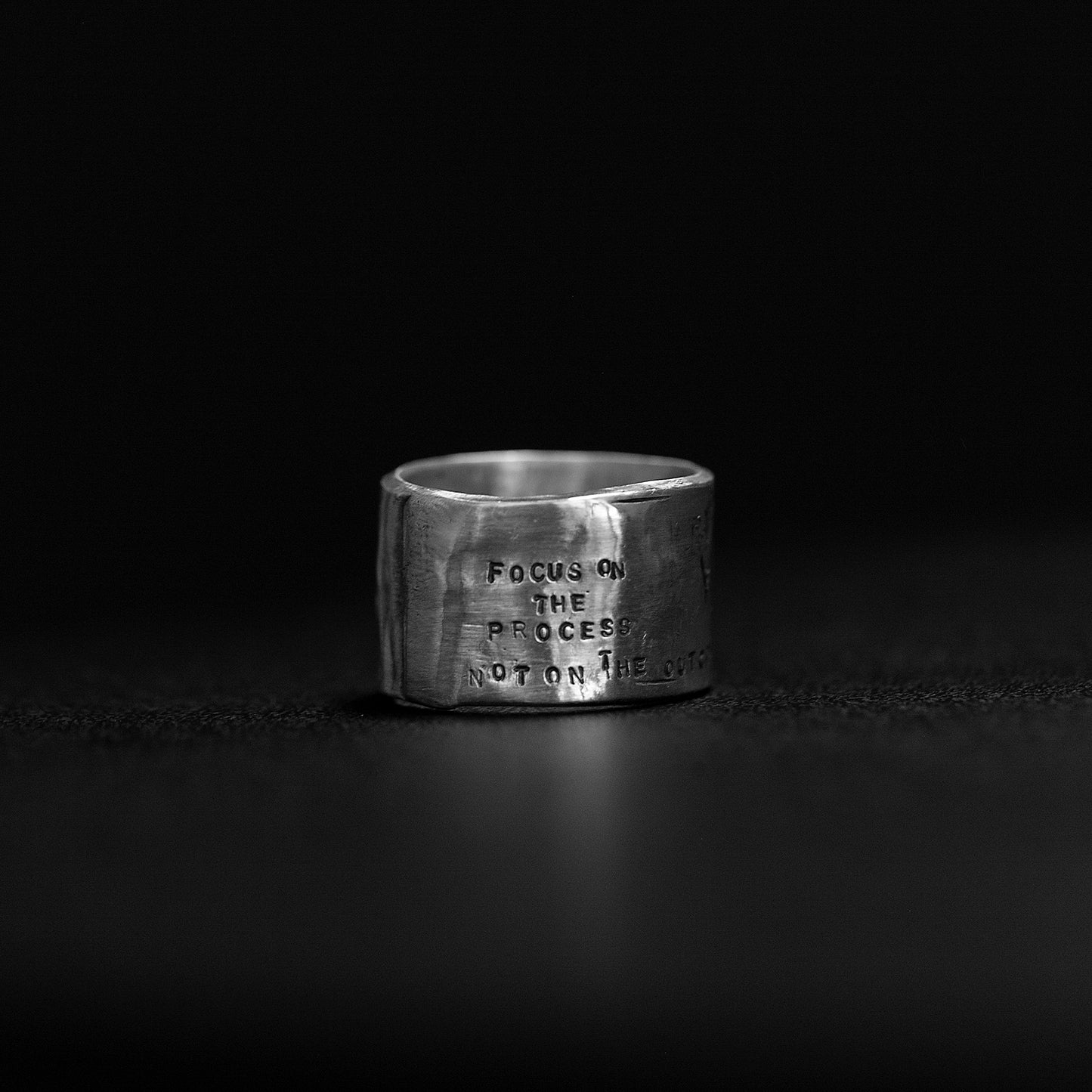 Rustic textured Sterling Silver Ring with Inspirational Message