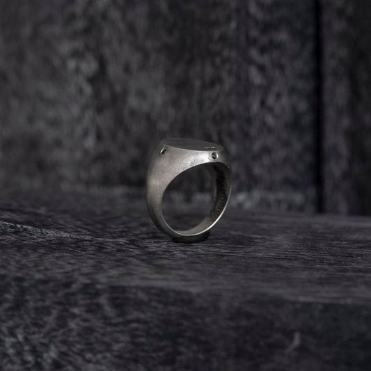 Black diamond oval signet ring